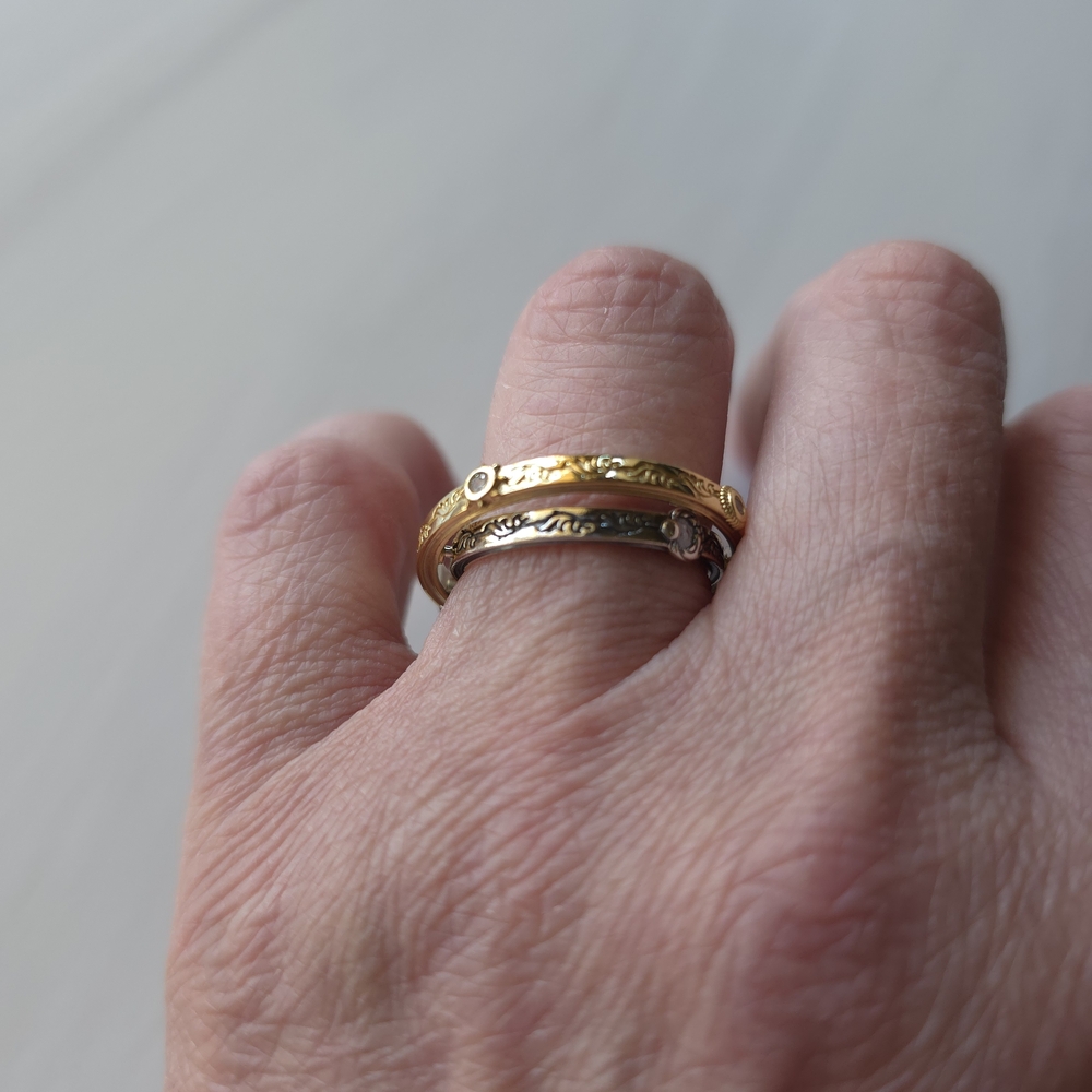 Pandora Gold and Silver Textured Rings - Picture 5 of 5